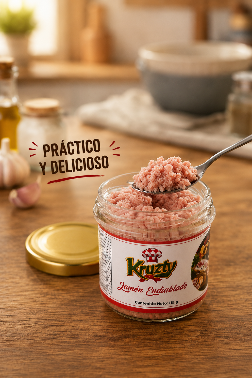 Jamón Endiablado Kruzty servido con galletas