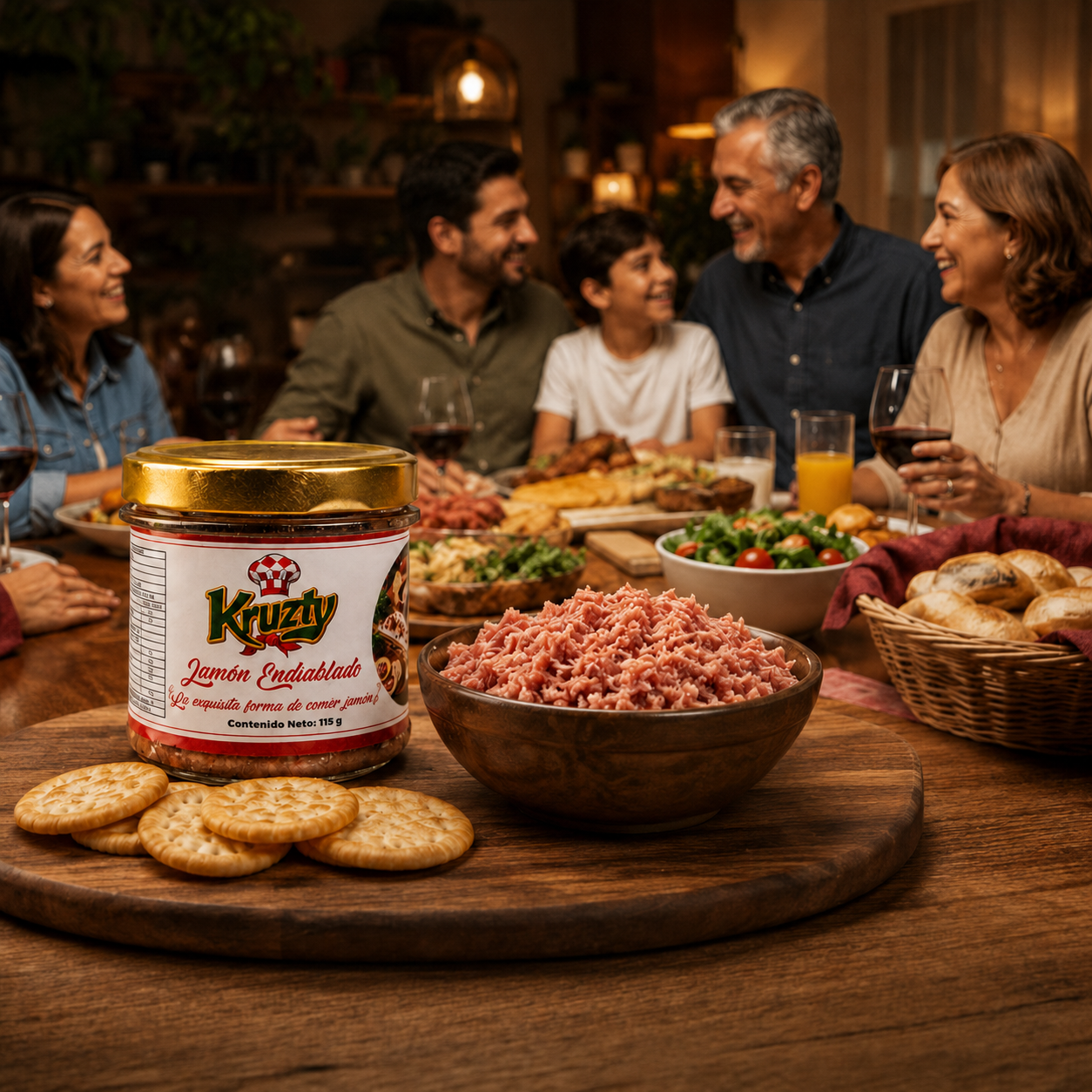 Familia compartiendo alrededor de la mesa