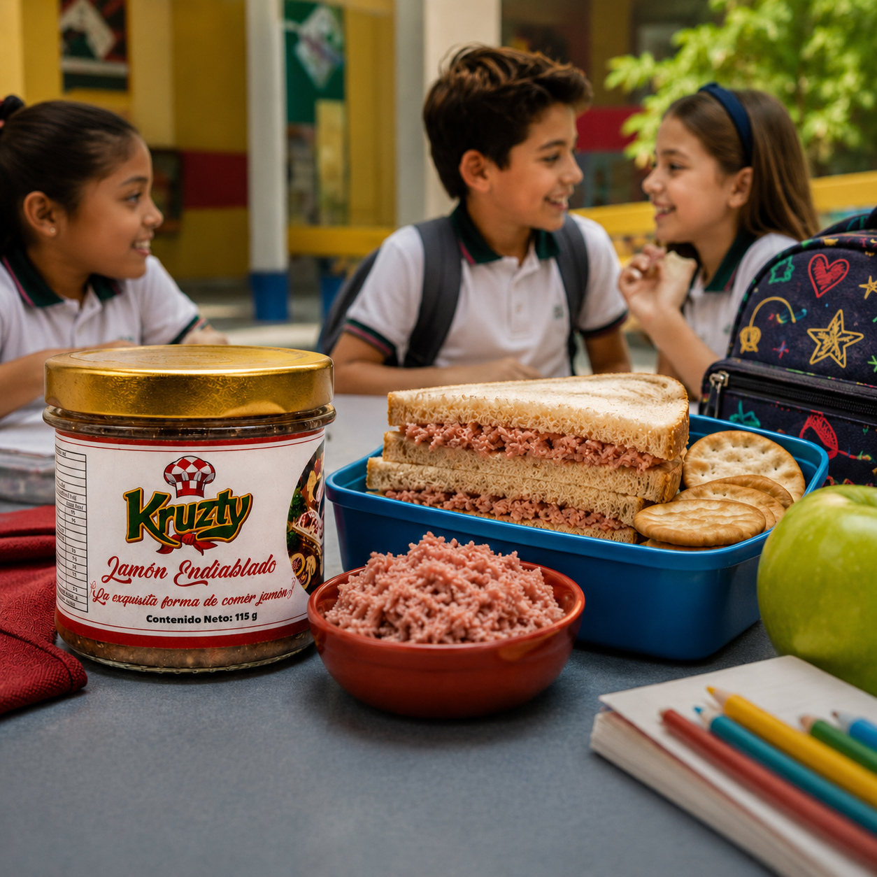 Merienda escolar con Jamón Endiablado Kruzty